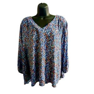 St. John's Bay Women's Floral Print Long Sleeve Blouse - Size 1X - JC413
